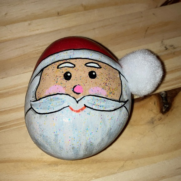 Hand Crafted Other - Festive Santa Painted Stone Decoration